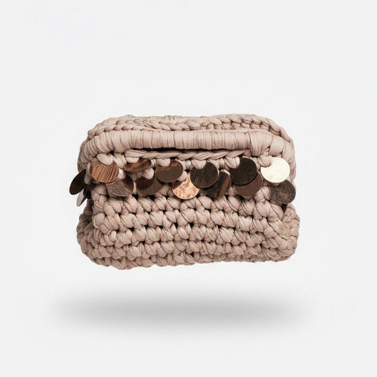 Sequin Clutch S Sand + gold